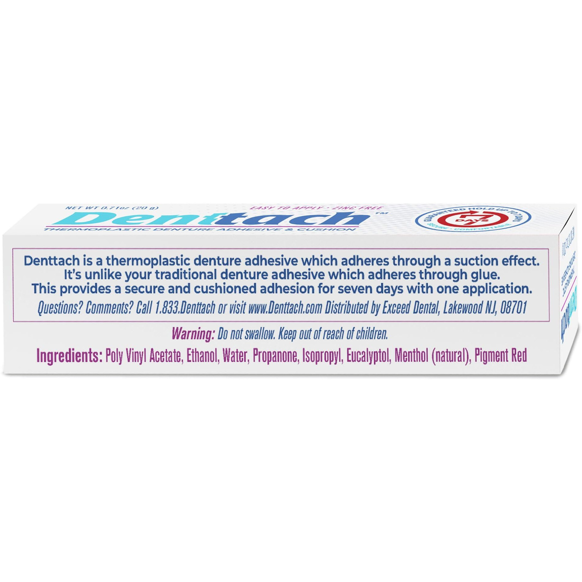 Denttach Denture Adhesive  Thermoplastic Denture Adhesive  Cushion  Reliner For Upper And Lower Dentures  Comfortable  Secure Denture Grip For Up To 7 Days  Non Glue  Zinc Free