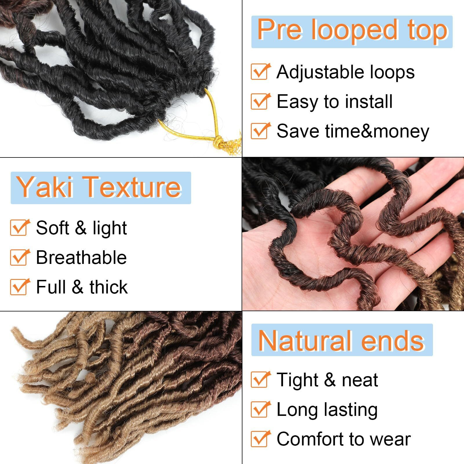 Ombre Soft Locs 10 Inch Crochet Hair Pre Looped 7 Packs Short Faux Locs Crochet Hair Butterfly Faux Locs Hair Extensions For Women(10 Inch 7 Packs 1B/30/27)