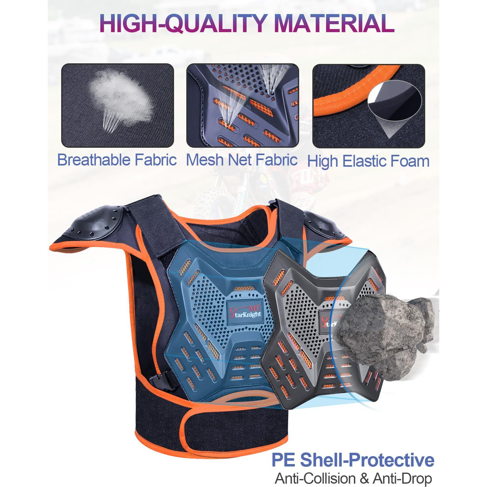 Starknightmt Kids Dirt Bike Gear - Youth Motorcycle Gear Riding Protective Motocross Armor Suit Chest Protector For Boys Girls Biking Cycling Skating Off-Road  Orange