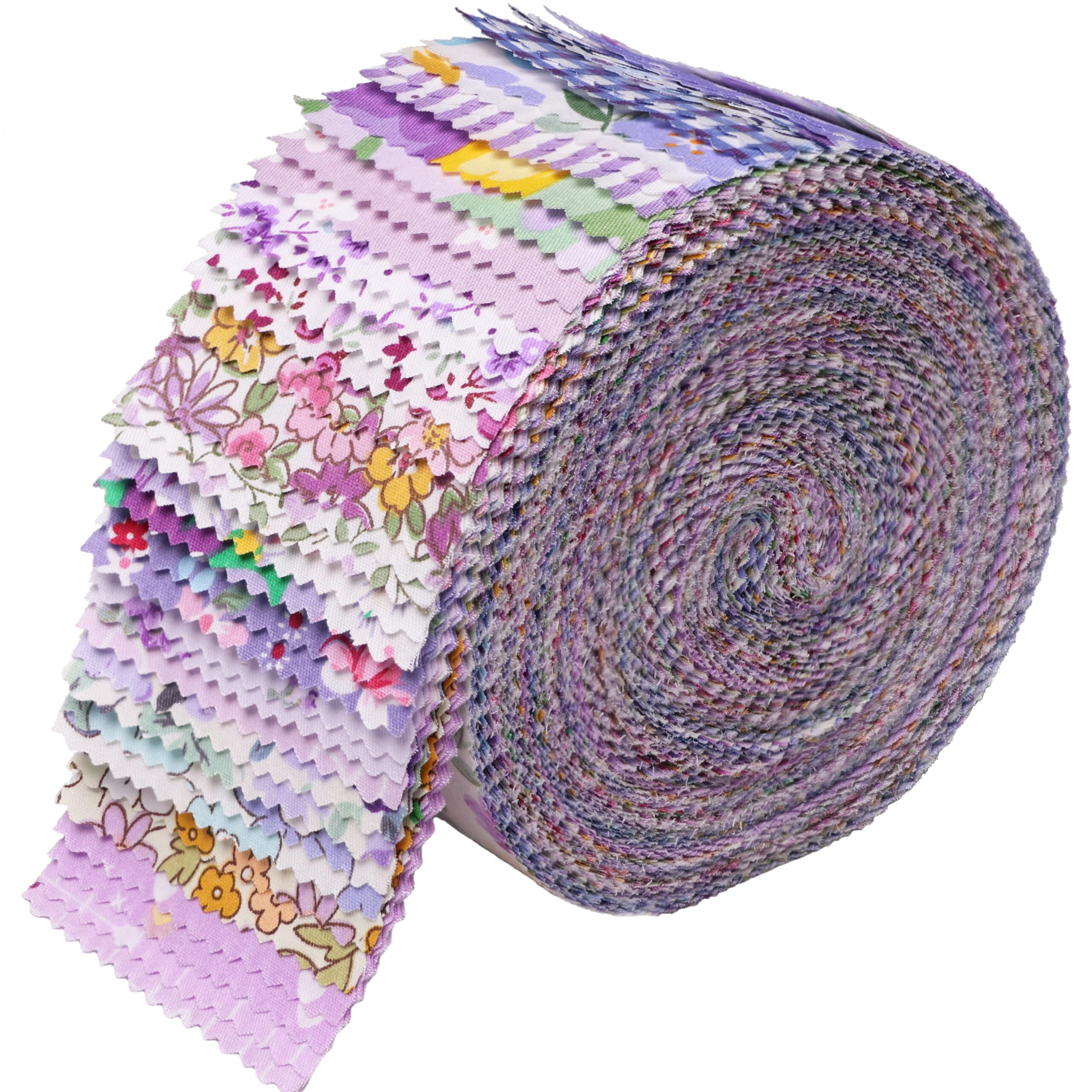 Nodsaw 40 Strip Jelly Roll Fabric 2.5"" X 44"" | Cotton Strips Bundles - Jelly Rolls For Quilting Assortment Fabrics Quilters & Sewing - Precuts Cloth Quilts Strips - Purple Garden
