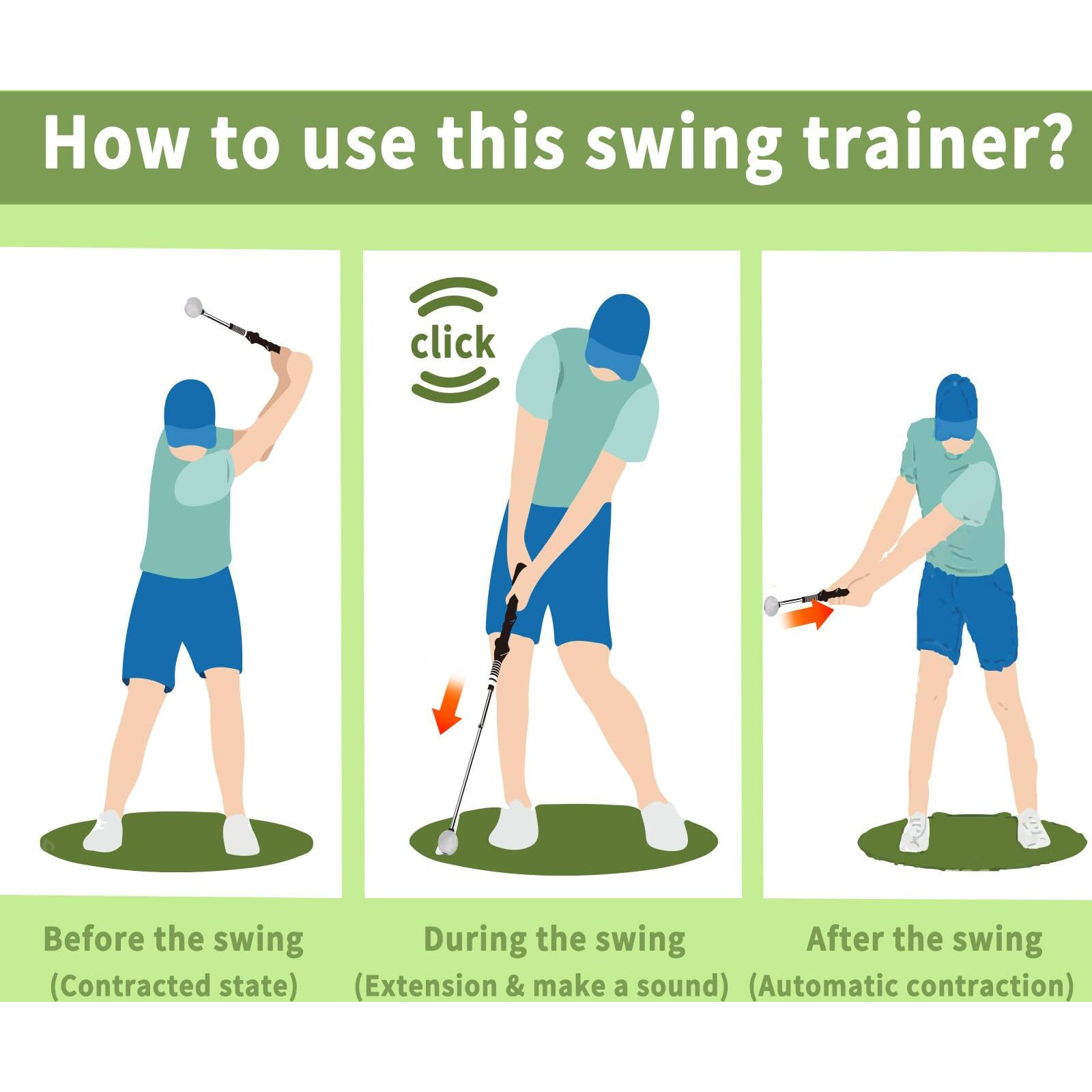 Retractable Golf Swing Training Aid  Golf Grip Trainer & Golf Swing Trainer For Warm-Up  Left-Handed Golf Club For Indoor Practice  Golf Accessories - Strength & Tempo Training For Chipping Hitting