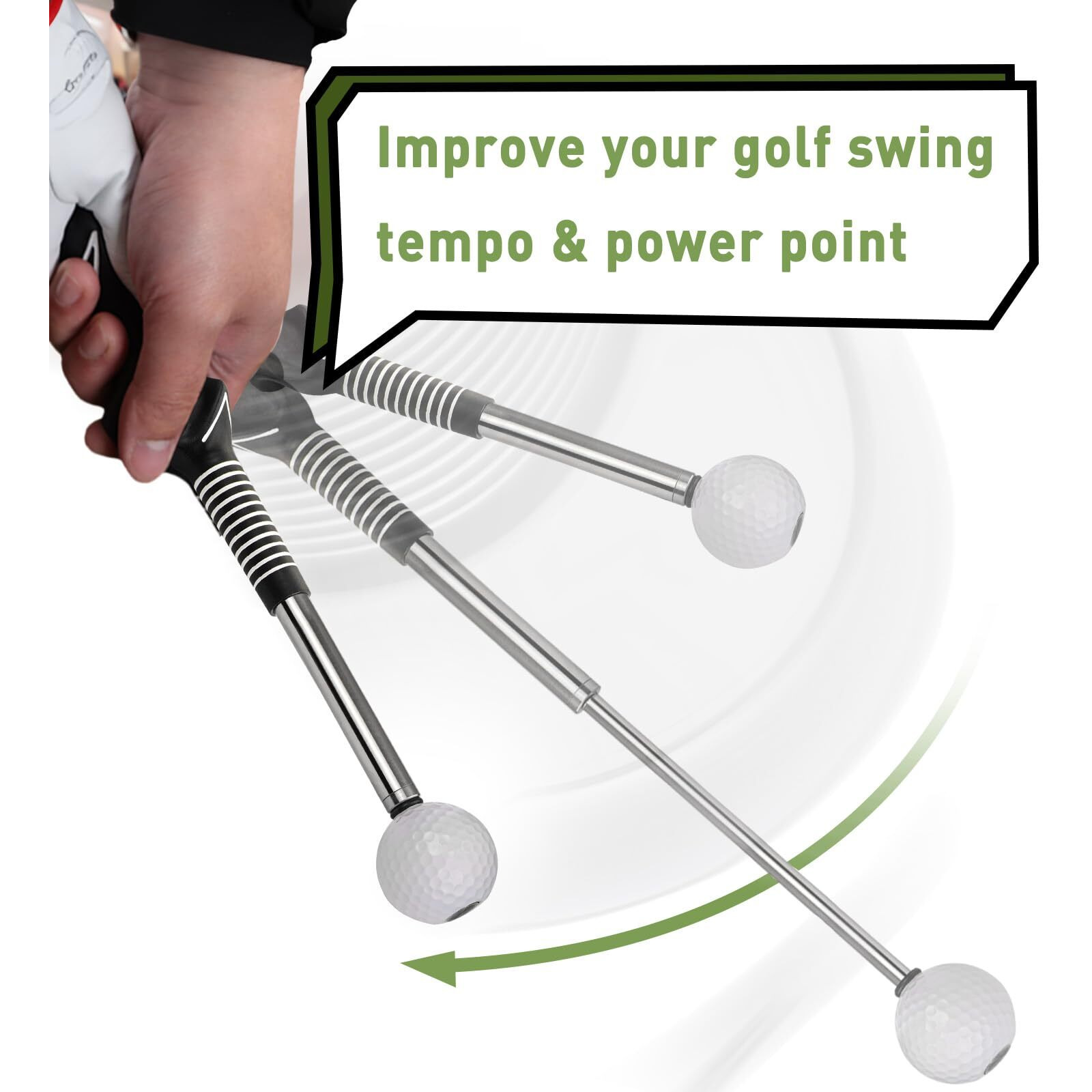 Retractable Golf Swing Training Aid  Golf Grip Trainer & Golf Swing Trainer For Warm-Up  Left-Handed Golf Club For Indoor Practice  Golf Accessories - Strength & Tempo Training For Chipping Hitting