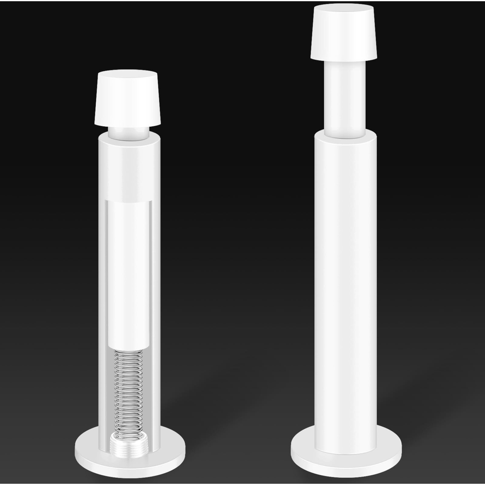 Kolako Door Stops  Door Stoppers For Wall 4.4 Inch Long Spring Doorstop With Soft Rubber Tip  Baseboard Door Bumper Wall Protector Door Stopper For Bottom Of Door  White  2 Pack