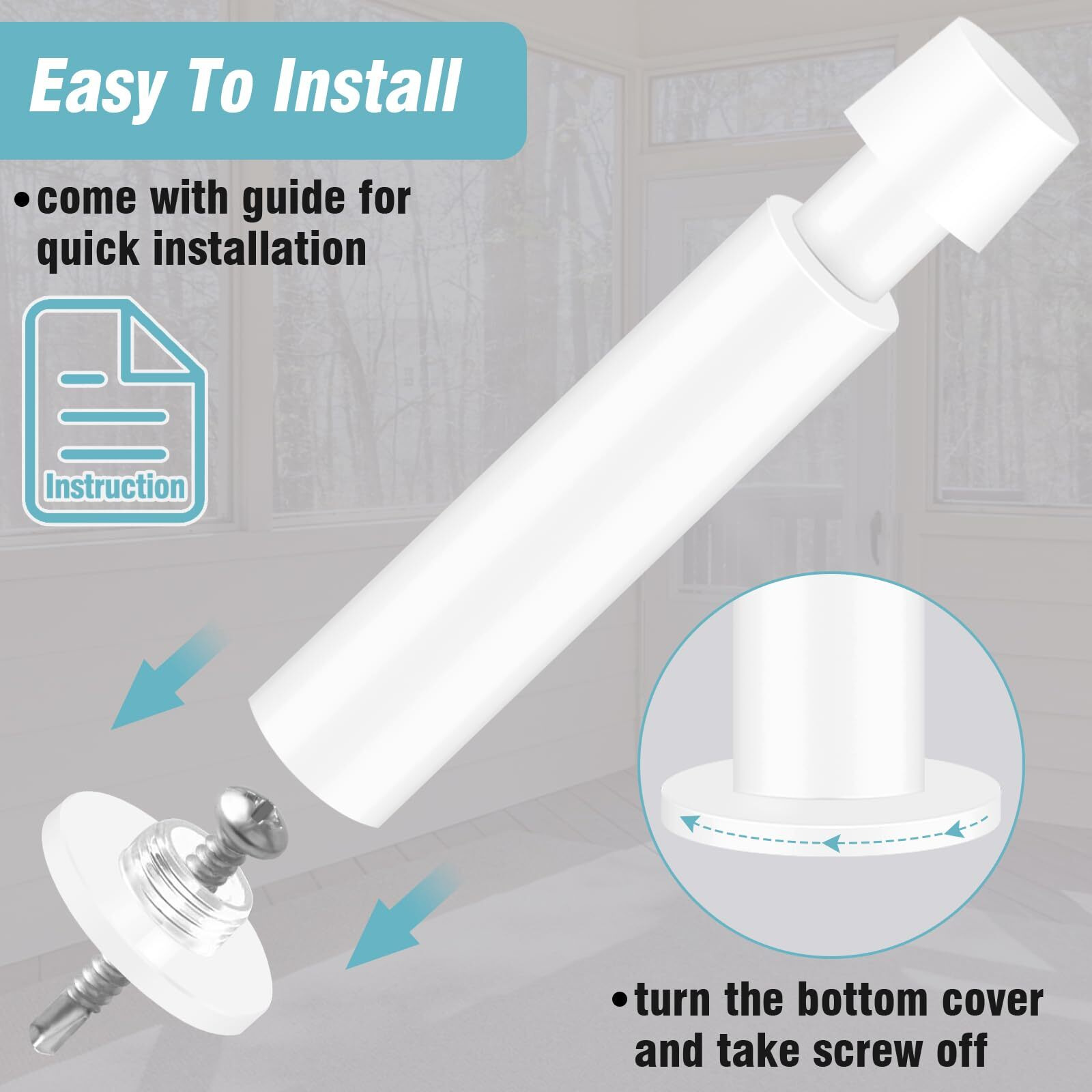 Kolako Door Stops  Door Stoppers For Wall 4.4 Inch Long Spring Doorstop With Soft Rubber Tip  Baseboard Door Bumper Wall Protector Door Stopper For Bottom Of Door  White  2 Pack