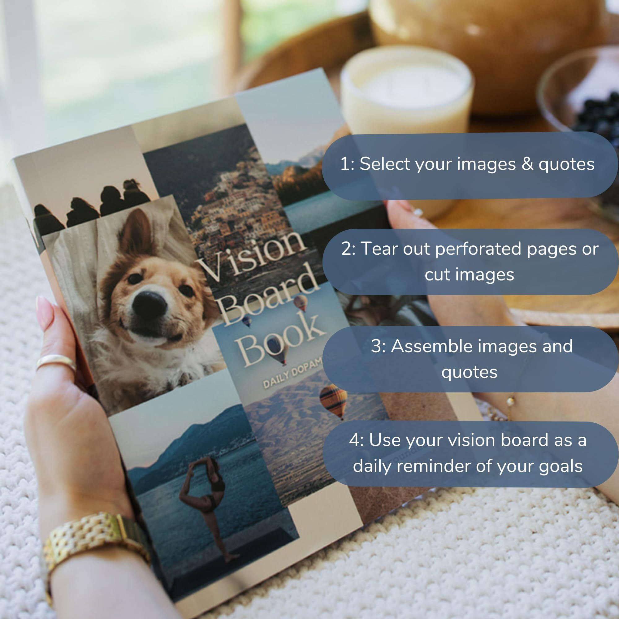 Daily Dopamine 2025 Vision Board Book - Quality Clip Art Magazine Supplies | 800+ Categorized Pictures & Quotes| Aesthetic Dream Board For Visualization & Affirmations -Mood Board For Goal- Setting