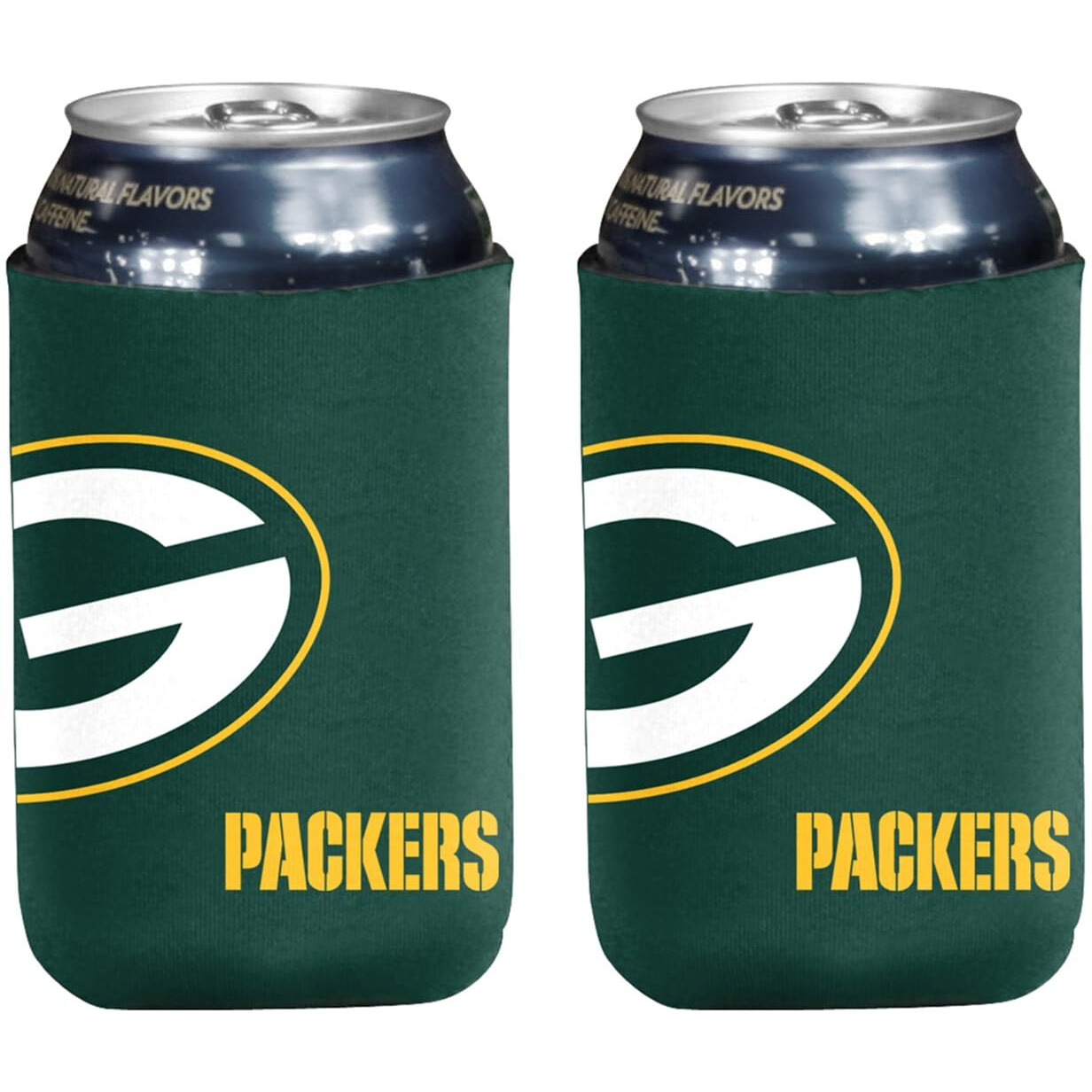 Football Can & Bottle Holder Insulator Beverage Huggie Cooler (Green Bay Collapsible Can 2-Pack (Packers))