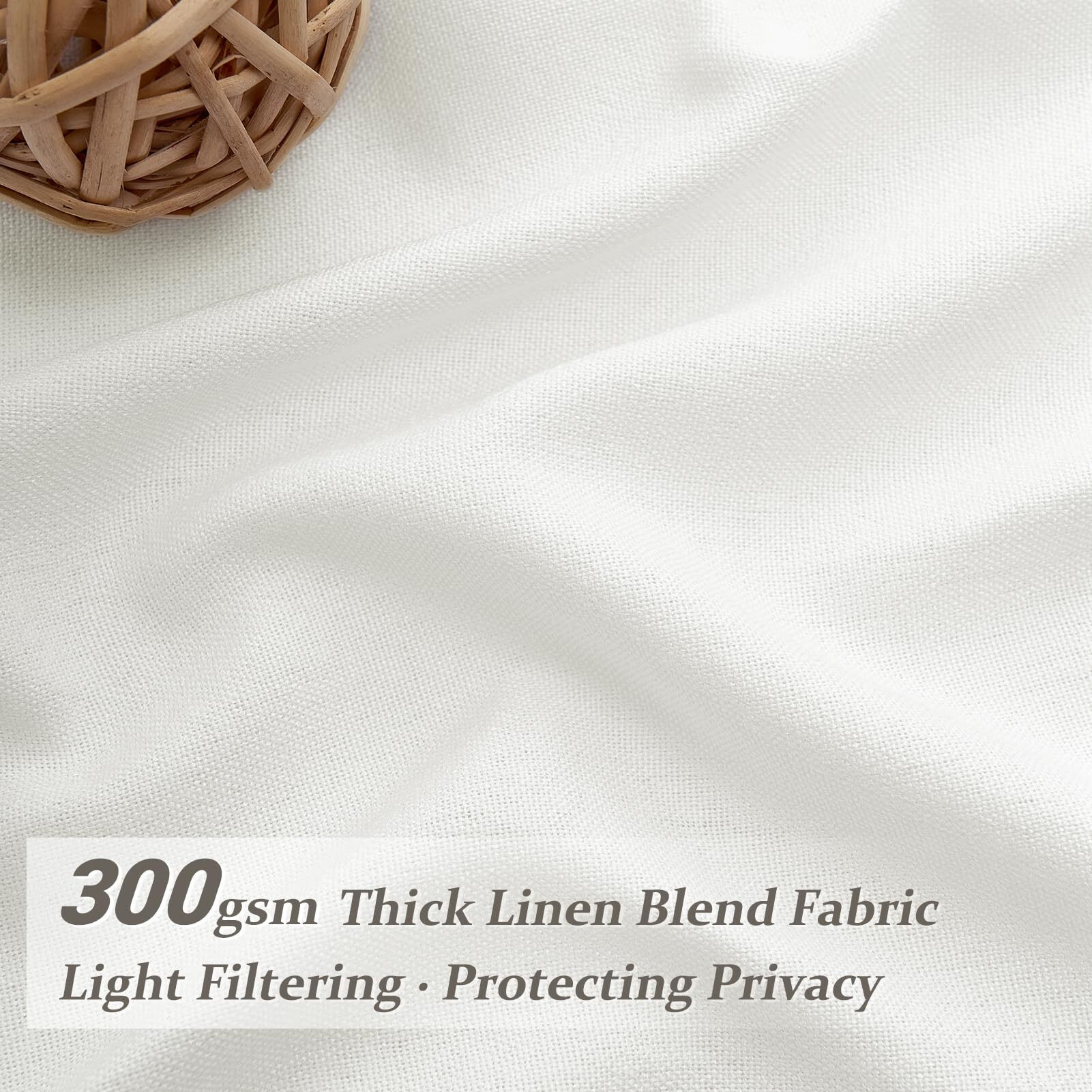 Extra Long Pinch Pleat Snow White Semi Sheer Curtains 108 Inches Long For Living Room  Luxury Linen Blend Viral Drape Light Filtering Privacy Floor To Ceiling Dining Room Curtain Back Tab Panels 2 Set