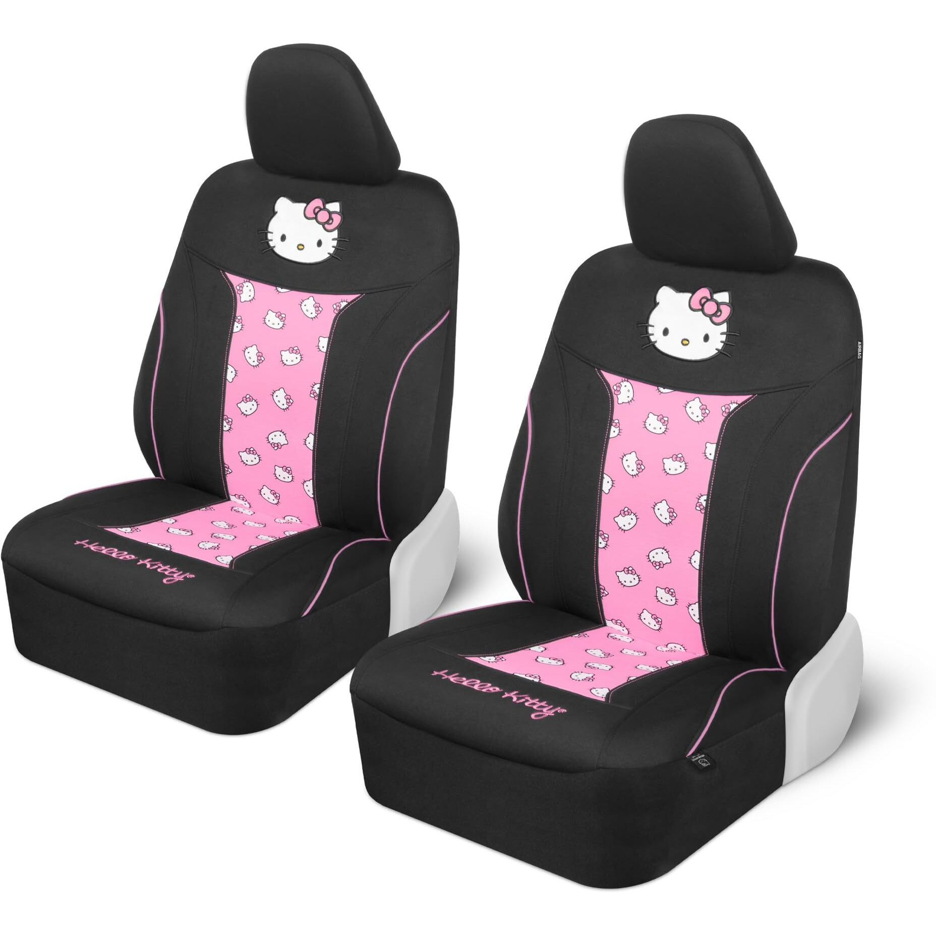 Hello Kitty Car Seat Covers - Cute And Durable Pink Front Seat Covers  Adorable Hello Kitty Design  Comfortable And Long-Lasting Polyester  Car Accessories Gift Hello Kitty Accessories 2Pc Black/Pink