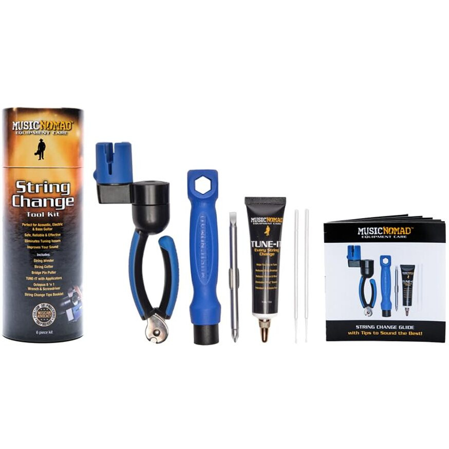 Musicnomad 6 Pc. Guitar String Change Tool Kit With Winder  Cutter  Puller  Tune-It  Hex Wrench & Screwdriver (Mn218)