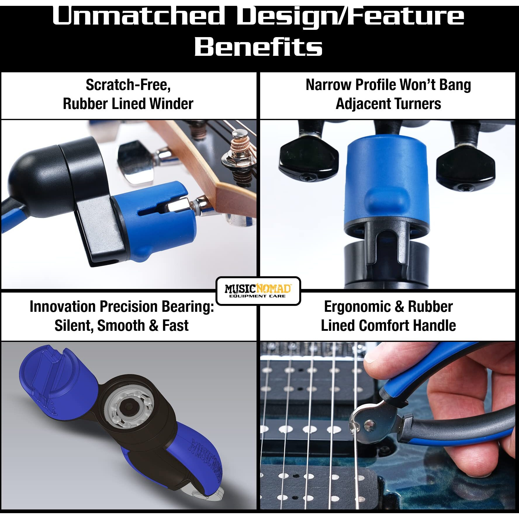 Musicnomad 6 Pc. Guitar String Change Tool Kit With Winder  Cutter  Puller  Tune-It  Hex Wrench & Screwdriver (Mn218)