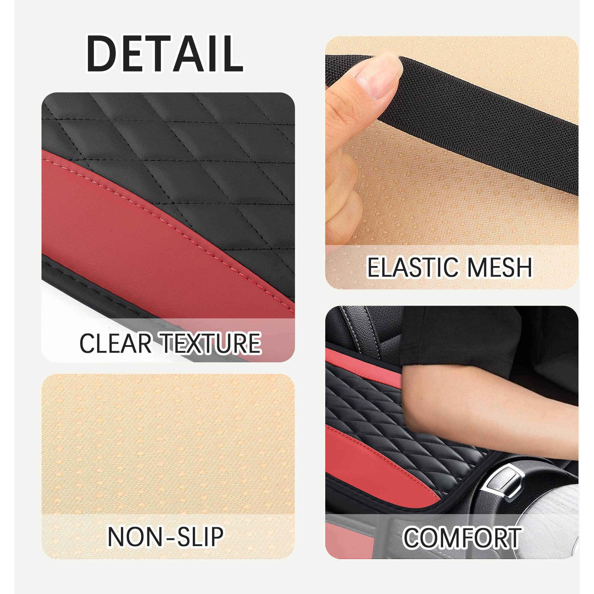 Ihotder Patchwork Leather Center Console Covers For Cars Upgraded Arm Rest Cover For Car With Side Storage Pocket For Car Seat Organizer Middle Console Cover Stylish Car Decoration (Red)