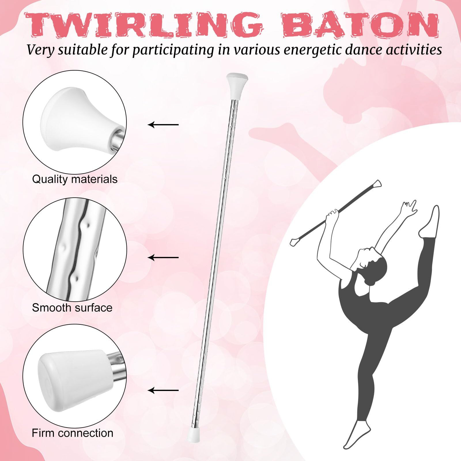 Hydren Twirling Baton For Unisex Kids' Gymnastics Dance Metal Marching Band Parade Baton Stick For Talent Shows  Artistic Dancing(24 Inch)