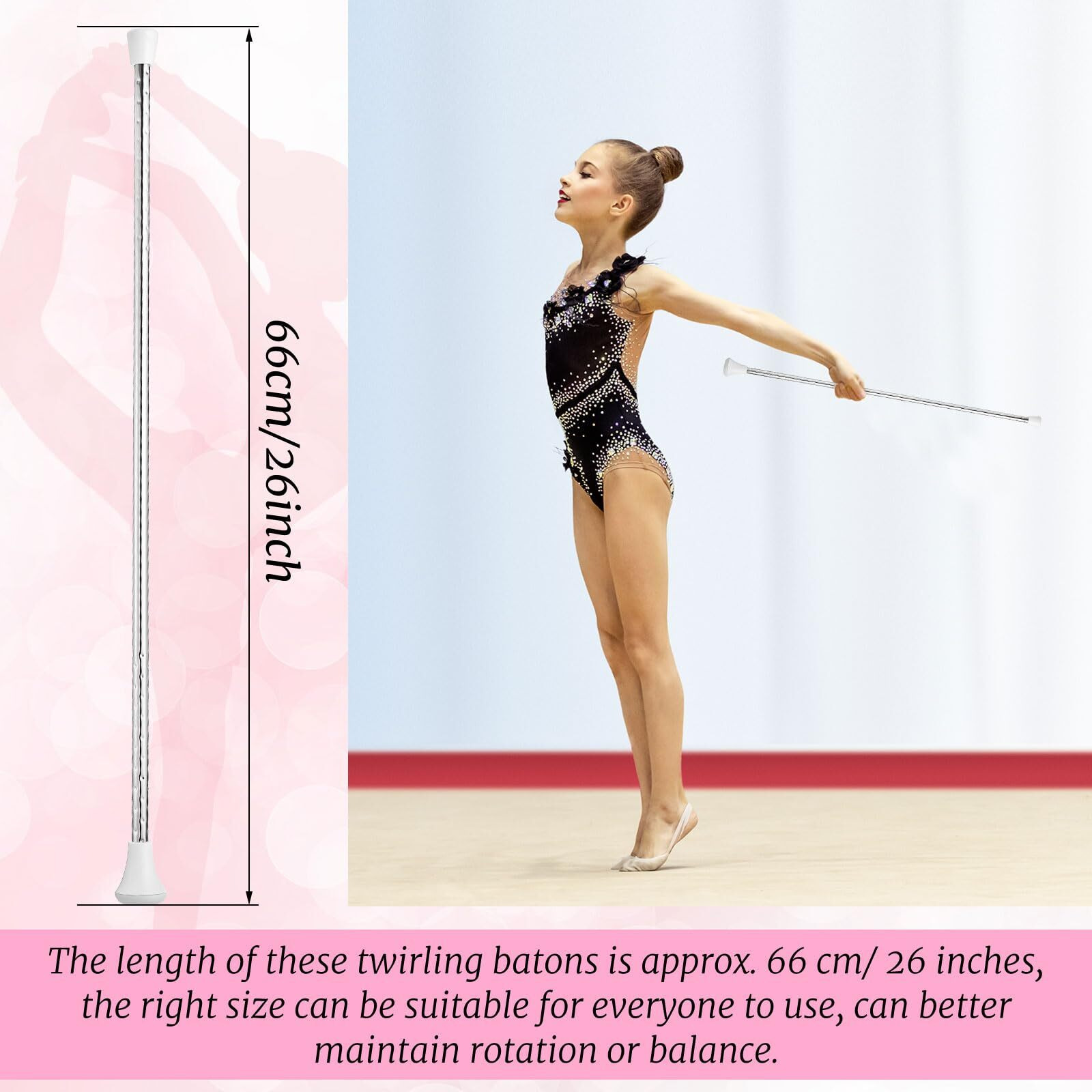Hydren Twirling Baton For Unisex Kids' Gymnastics Dance Metal Marching Band Parade Baton Stick For Talent Shows  Artistic Dancing(24 Inch)