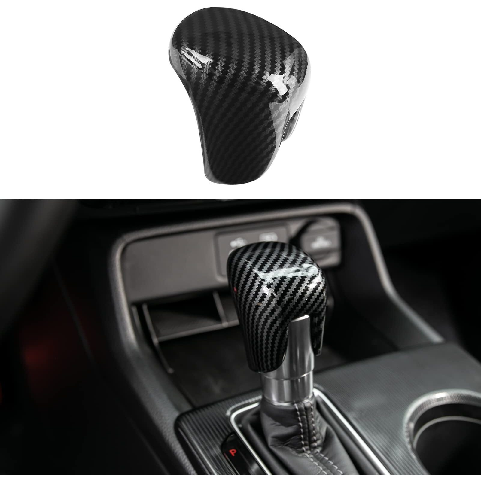 Cke Compatible With Honda Civic 2022 2023 2024 2025 For Crv Hrv 2023 2024 2025 For Accord 2018-2024 2025 Accessories Car Center Console Gear Shift Knob Cover Trim Cap -Black Carbon