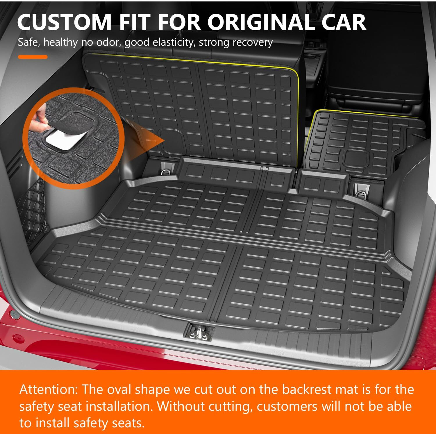 Powoq Cargo Mat Compatible With 2012-2016 Honda Crv Trunk Mat Tpe Backrest Mat Cargo Liner Replacement For 2012 2013 2014 2015 2016 Honda Crv Accessories (Fit 12-16 Model  Trunk Mat+Backrest Mat)