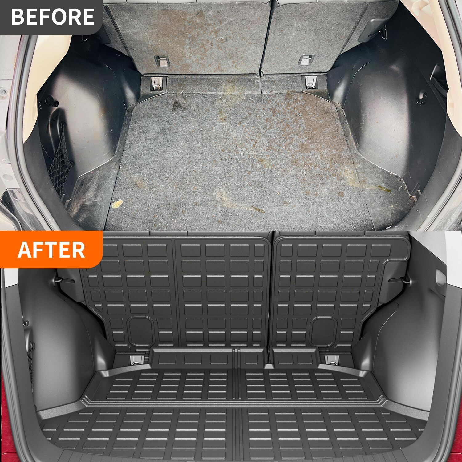 Powoq Cargo Mat Compatible With 2012-2016 Honda Crv Trunk Mat Tpe Backrest Mat Cargo Liner Replacement For 2012 2013 2014 2015 2016 Honda Crv Accessories (Fit 12-16 Model  Trunk Mat+Backrest Mat)