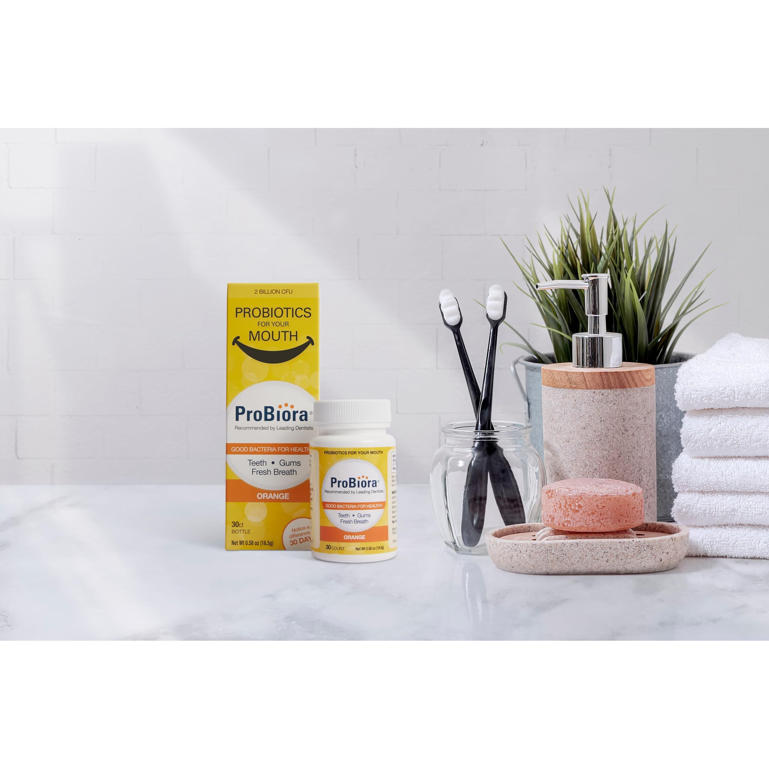 Probiora Oral-Care Chewable Probiotic Tablets | Probiotic Supplement For Women & Men | Healthier Teeth & Gums | Fresher Breath | Whiter Teeth | Better Overall Health | 30 Count | Orange