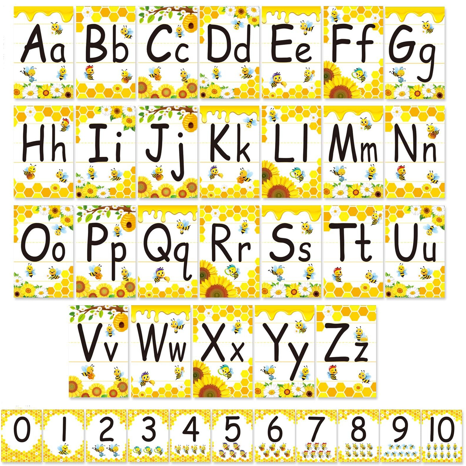 Alphabet Letters For Wall - Bee Themed Abc Poster Classroom Wall Alphabet Preschool English Poster Kindergarten Elementary Classroom Wall Decor Nursery Home School Supplies