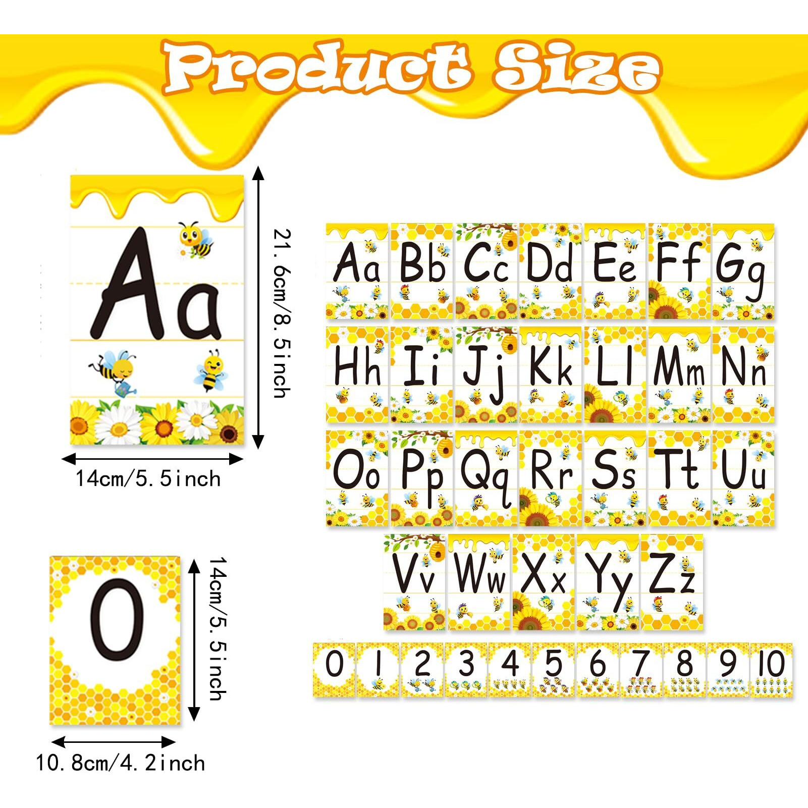 Alphabet Letters For Wall - Bee Themed Abc Poster Classroom Wall Alphabet Preschool English Poster Kindergarten Elementary Classroom Wall Decor Nursery Home School Supplies