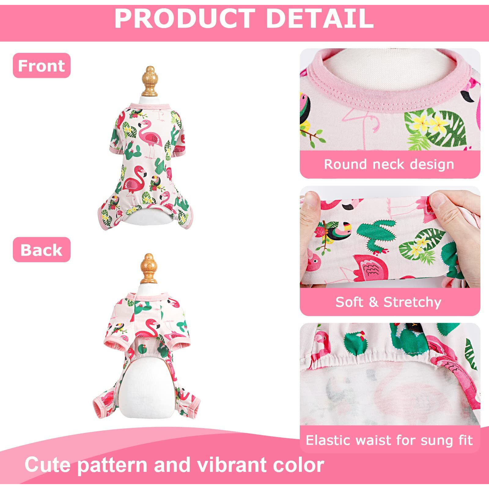 Dog Pajamas Pjs Summer Dog Clothes For Small Dogs Girl - Boy - Medium Size Dogs  Soft Stretchy Puppy Clothes Fall Doggie Onesies Cat Pet Jammies Outfit Flamingo Pink