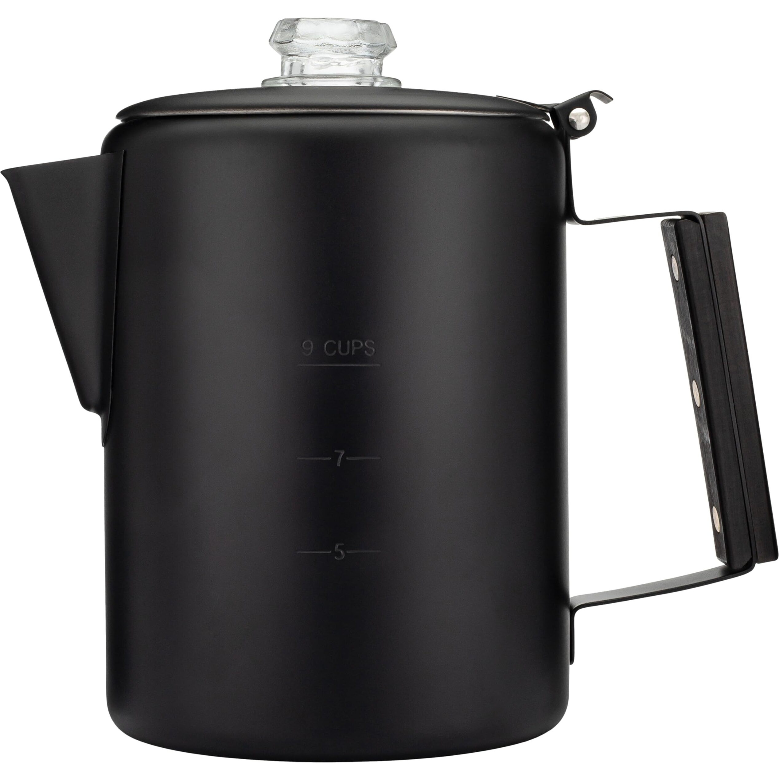 Coletti Black Bozeman Percolator Coffee Pot - Camping Coffee Pot  Coffee Percolator - Americas Sleekest Percolator - Pure Stainless Steel  No Aluminum Or Plastic (9 Cup)