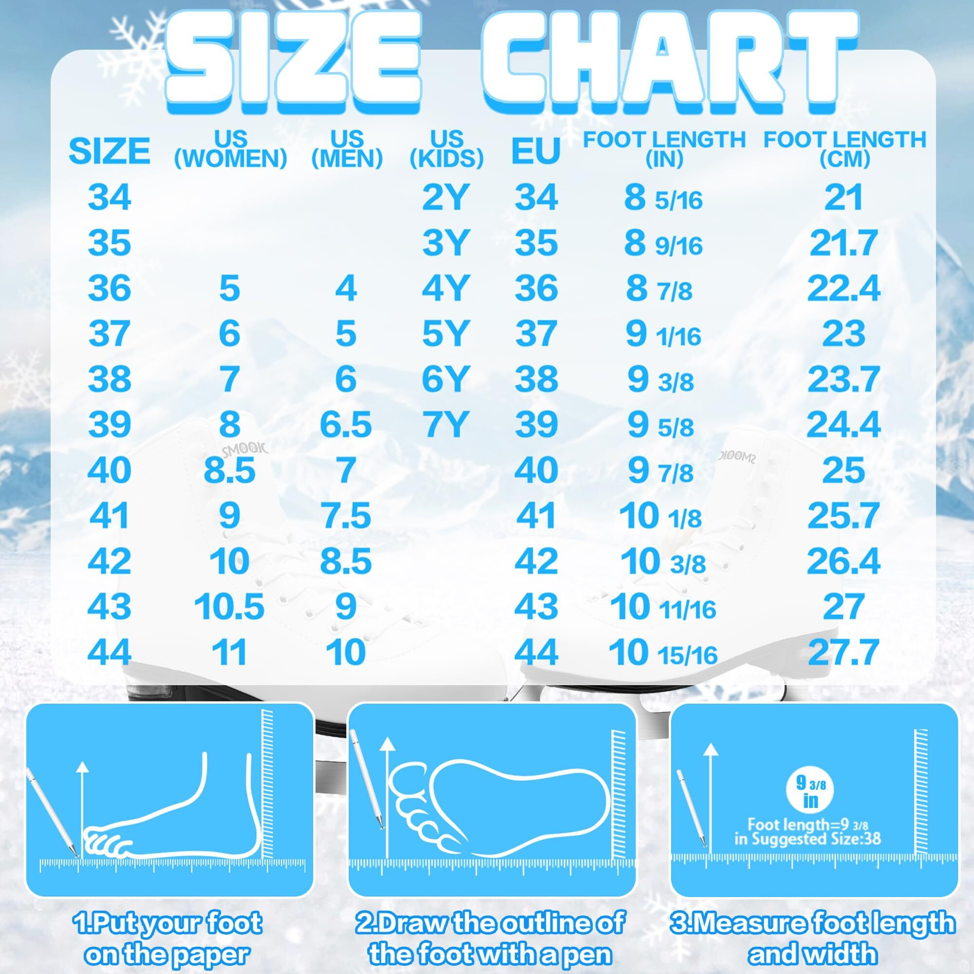 Smoojoy Figure Ice Skates For Women And Men - Air Cushion Deluxe Hockey Ice Skate Premium Leather Skates Indoor Outdoor Rink For Teens Beginner