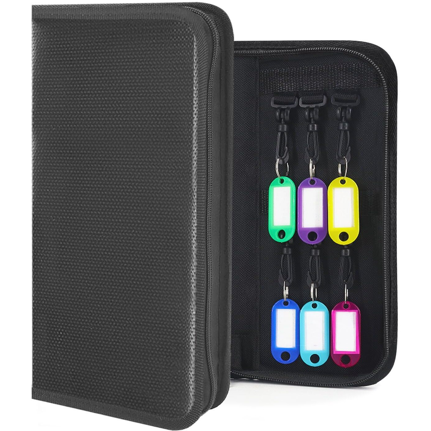 Portable Zippered Key Organizer  Waterproof Fireproof Key Case With 12 Key Hooks And Tags Portable Key Storage For Rental Management Real Estate Sales Hotel Executives And Car Service (12 Keys)