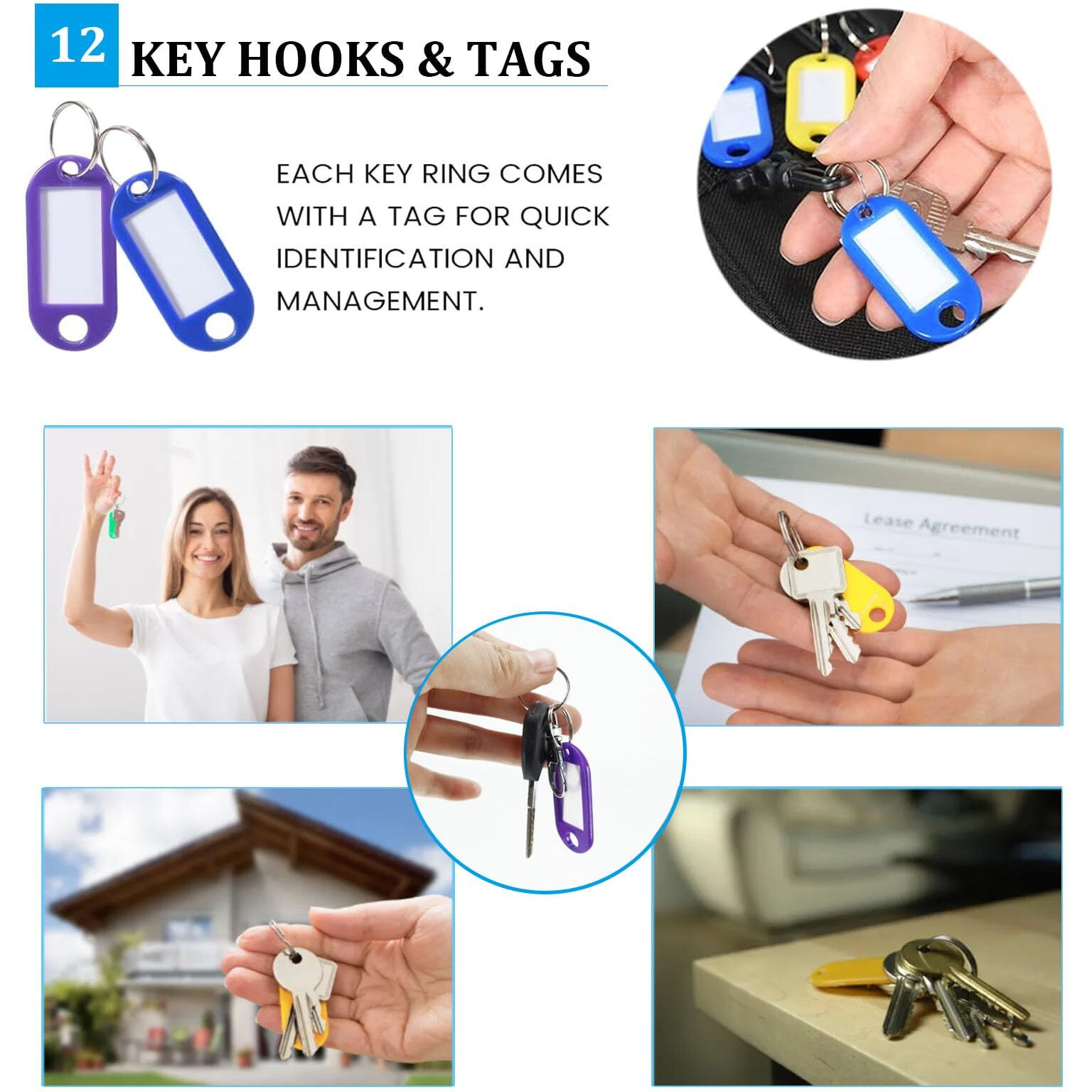 Portable Zippered Key Organizer  Waterproof Fireproof Key Case With 12 Key Hooks And Tags Portable Key Storage For Rental Management Real Estate Sales Hotel Executives And Car Service (12 Keys)