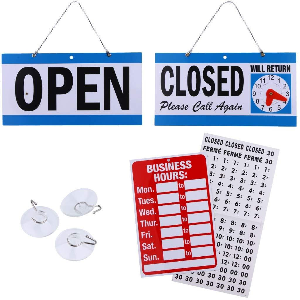 Open Signs For Business  Bundle Of Office Hours Sign Will Return Clock With Suction Cups For Businesses Stores Restaurants Bars - Business Hour Closed Open Sign