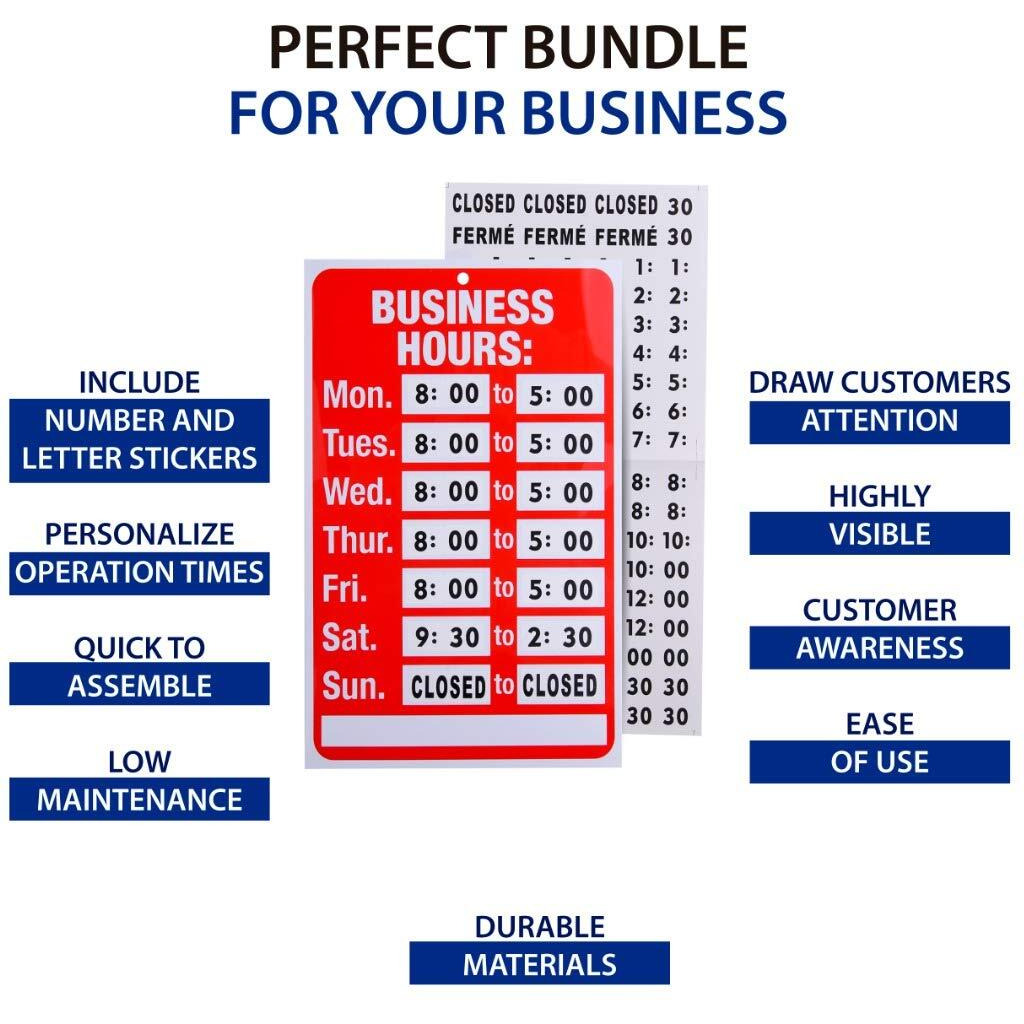 Open Signs For Business  Bundle Of Office Hours Sign Will Return Clock With Suction Cups For Businesses Stores Restaurants Bars - Business Hour Closed Open Sign