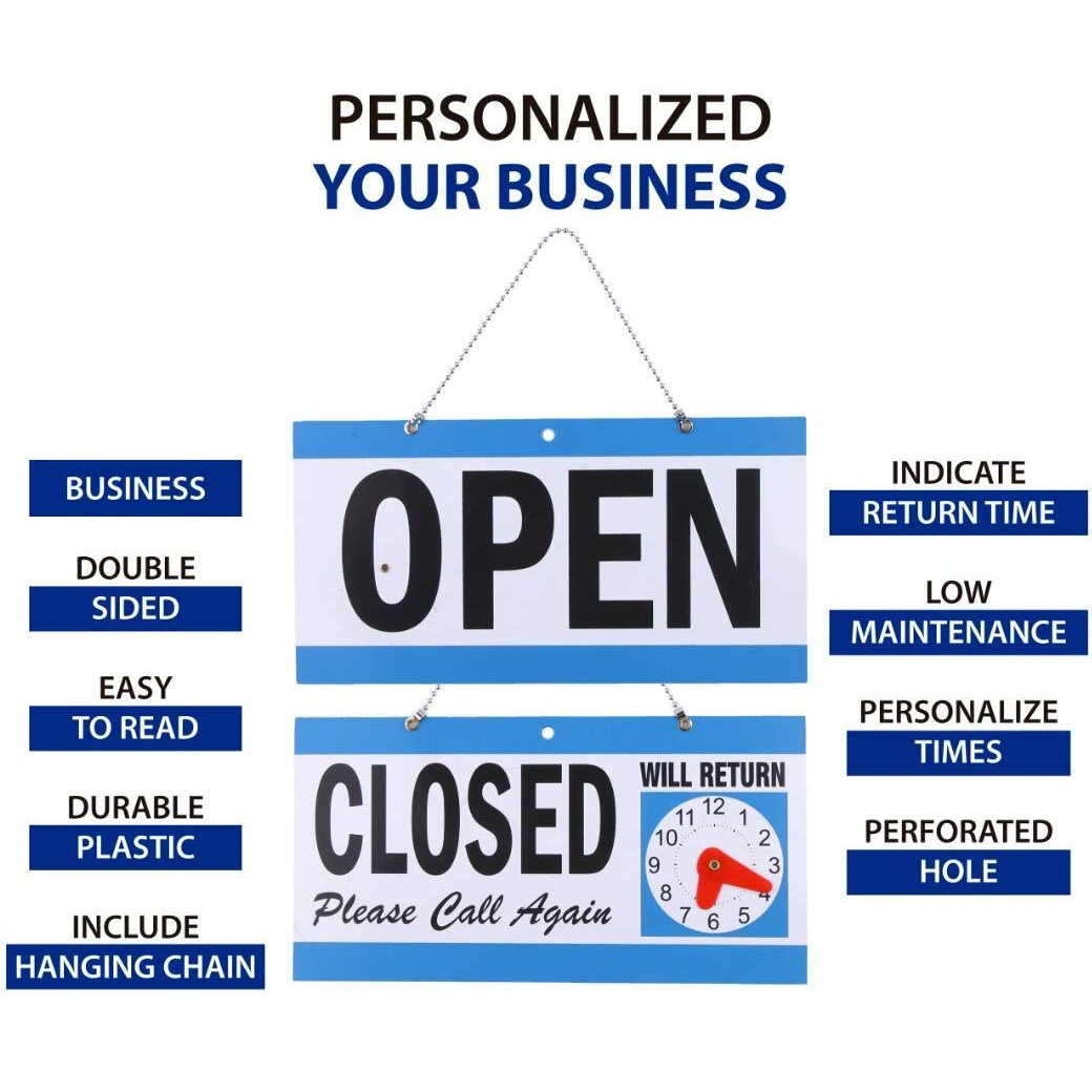 Open Signs For Business  Bundle Of Office Hours Sign Will Return Clock With Suction Cups For Businesses Stores Restaurants Bars - Business Hour Closed Open Sign
