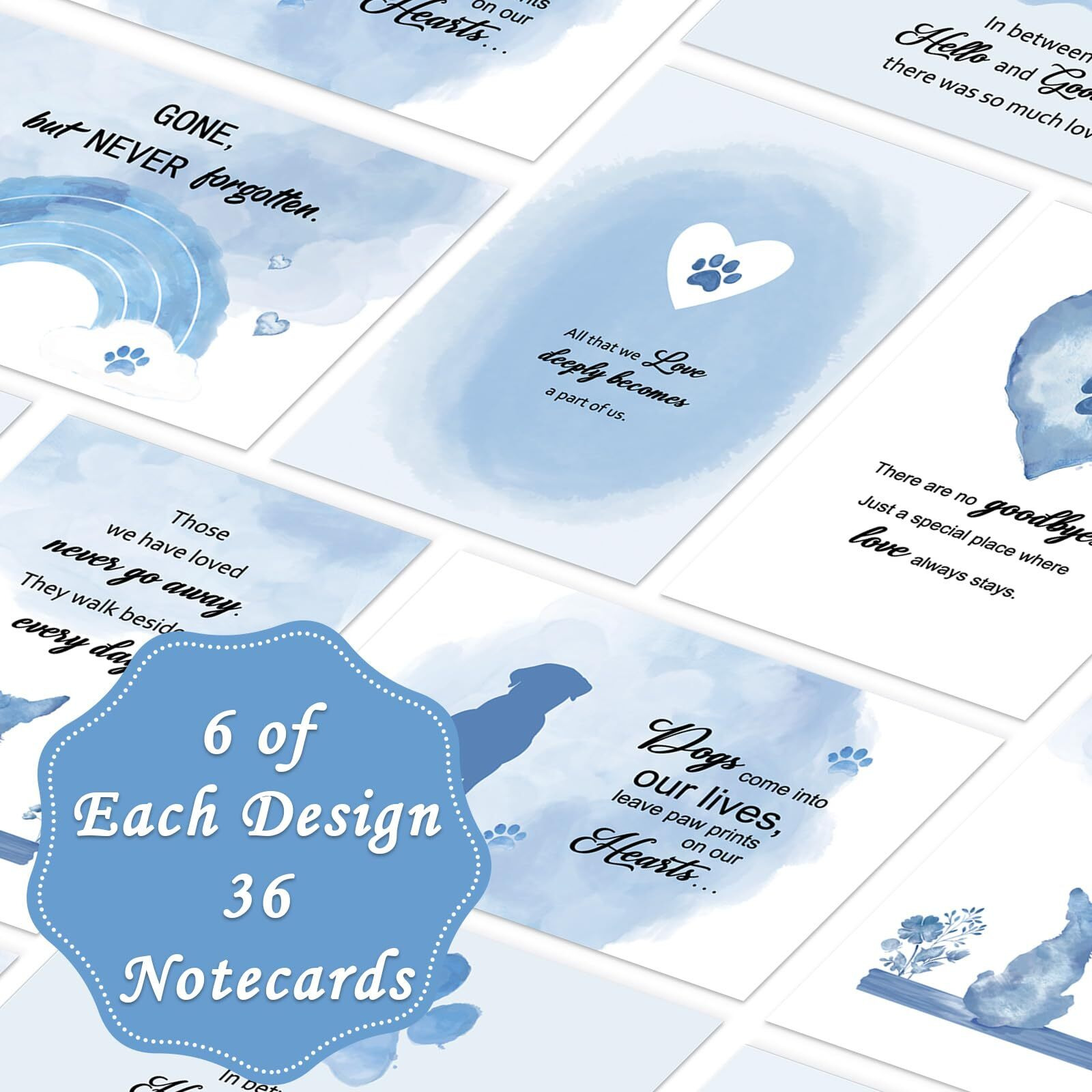 Geyoga 36 Sets Pet Sympathy Cards For Dogs Cats With Envelopes And Stickers  Loss Of Dog Condolence Cards Bulk  Thoughtful Bereavement Sympathy Gifts For Loss Of Beloved Pet(Soft Blue)