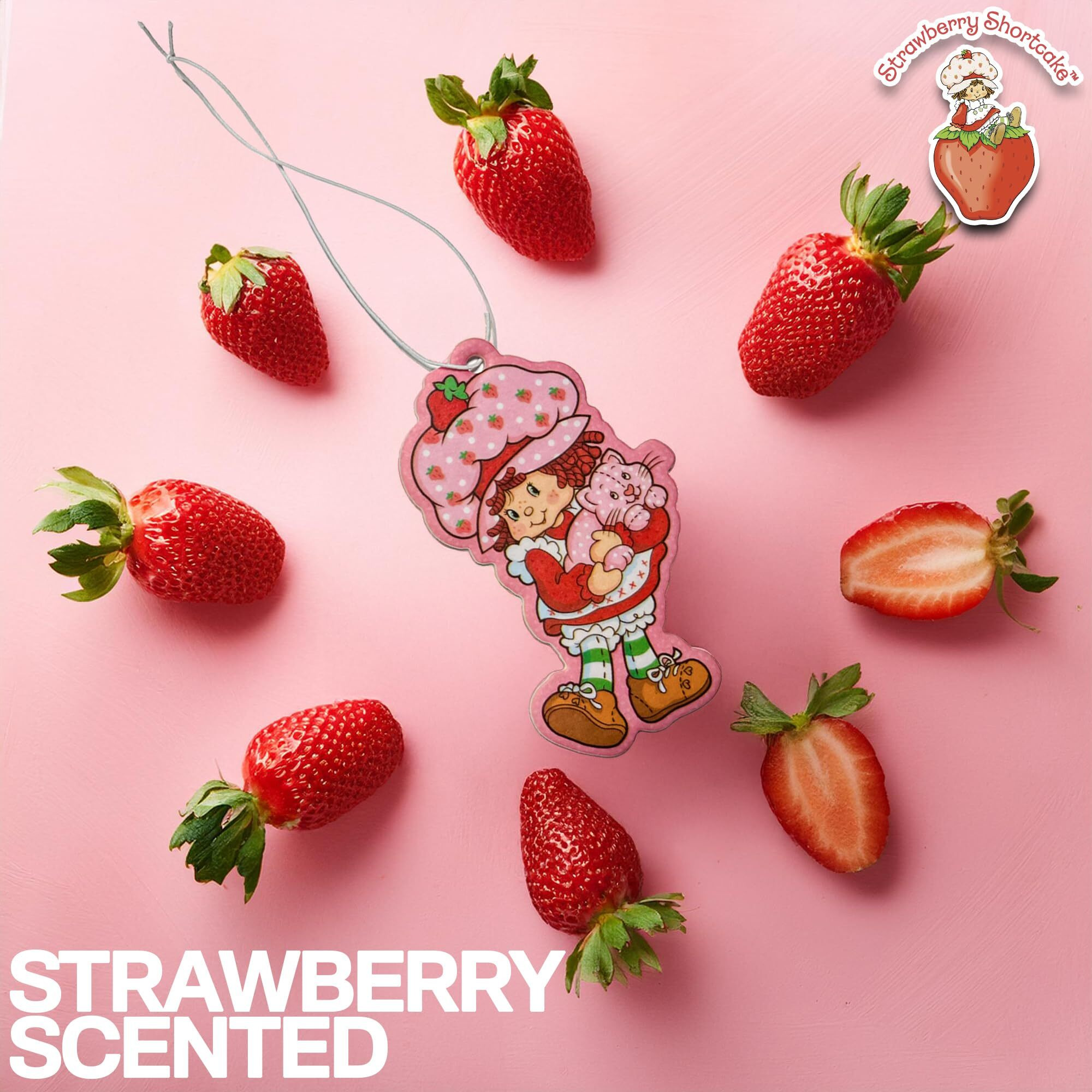 Strawberry Shortcake Air Freshener | Strawberry Air Freshner Car | Strawberry Shortcake Collectibles Gift | Strawberry Scented Air Freshener | 3/Set | Officially Licensed