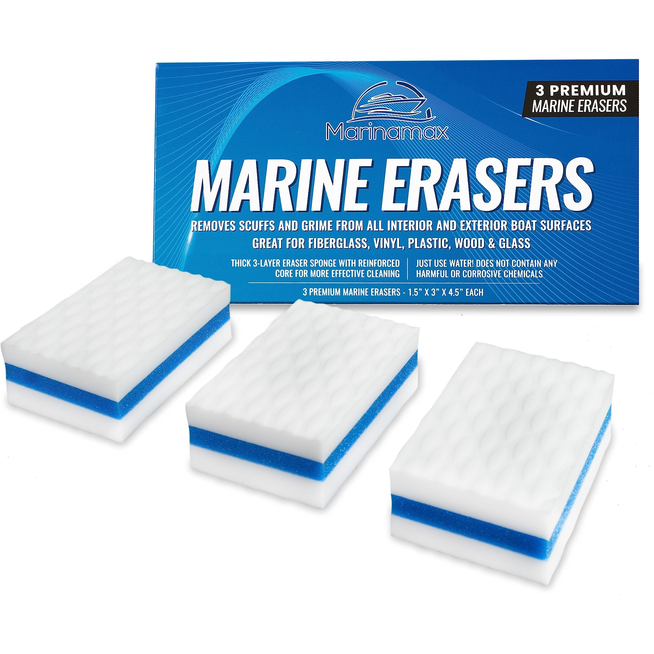 Boat Eraser Boat Cleaner 3-Pack | Marine Eraser For Scuffs  Dirt  Salt & Grime | Non-Toxic - Just Add Water