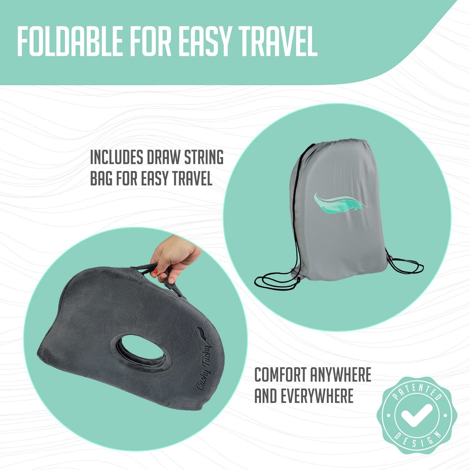 Cushy Tushy Foldable Sit Bone Seat Cushion - For Sit Bone Pain  Hip  Butt  Ischial Tuberosity  Hamstrings  And Sciatica Pain Relief - For Home  Office  And Driving