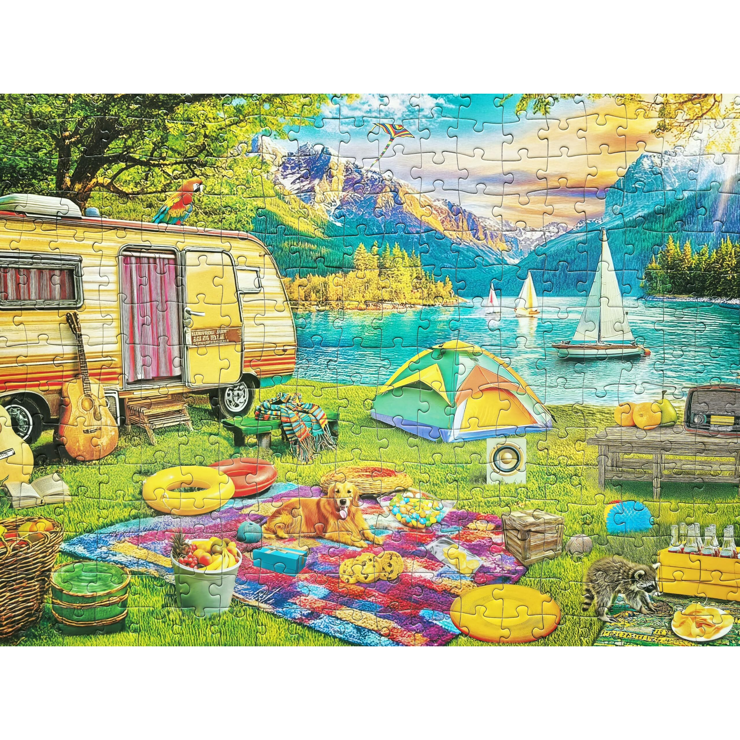 Large Piece 300 Piece Puzzle For Adults Seniors And Kids - Camping By The Lake