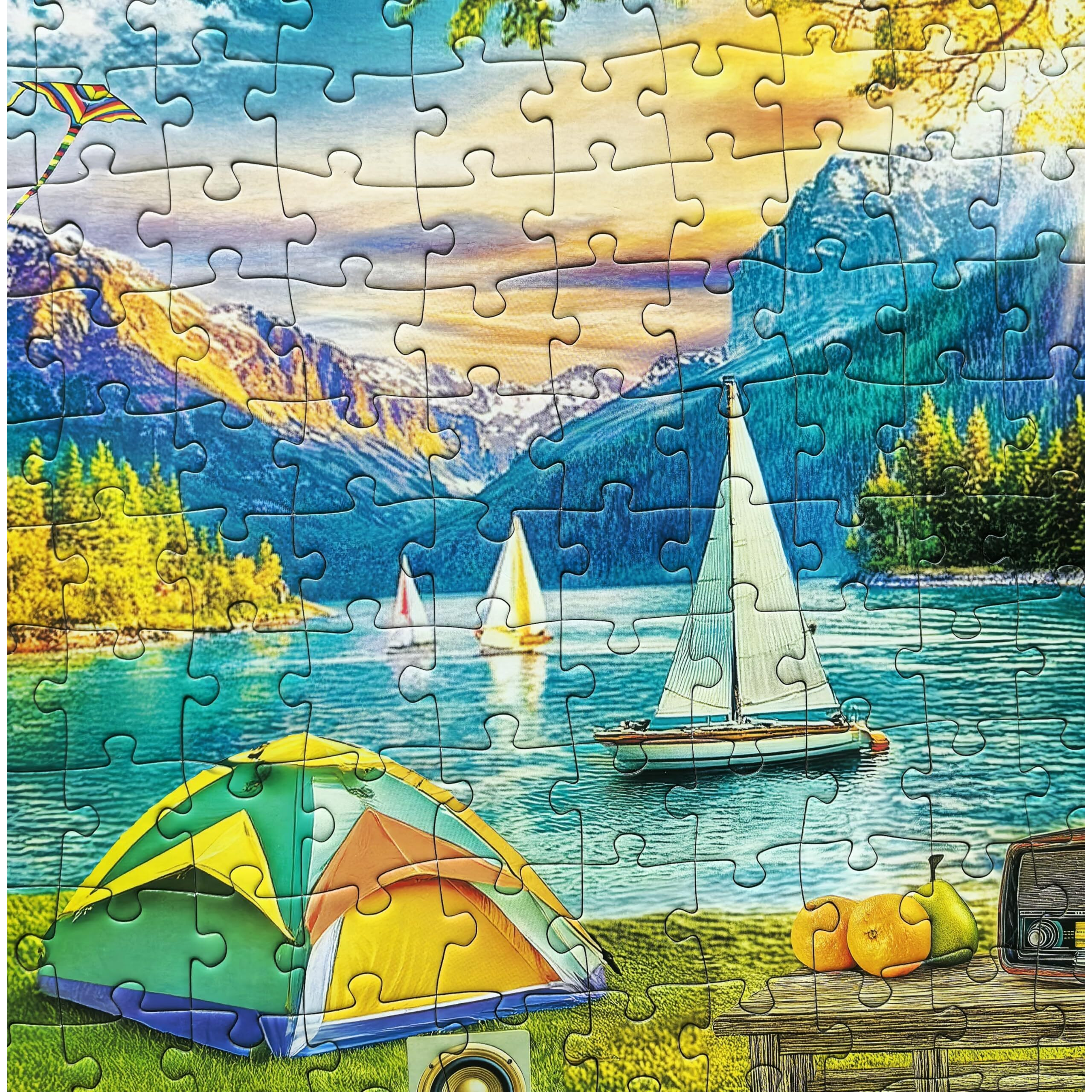 Large Piece 300 Piece Puzzle For Adults Seniors And Kids - Camping By The Lake