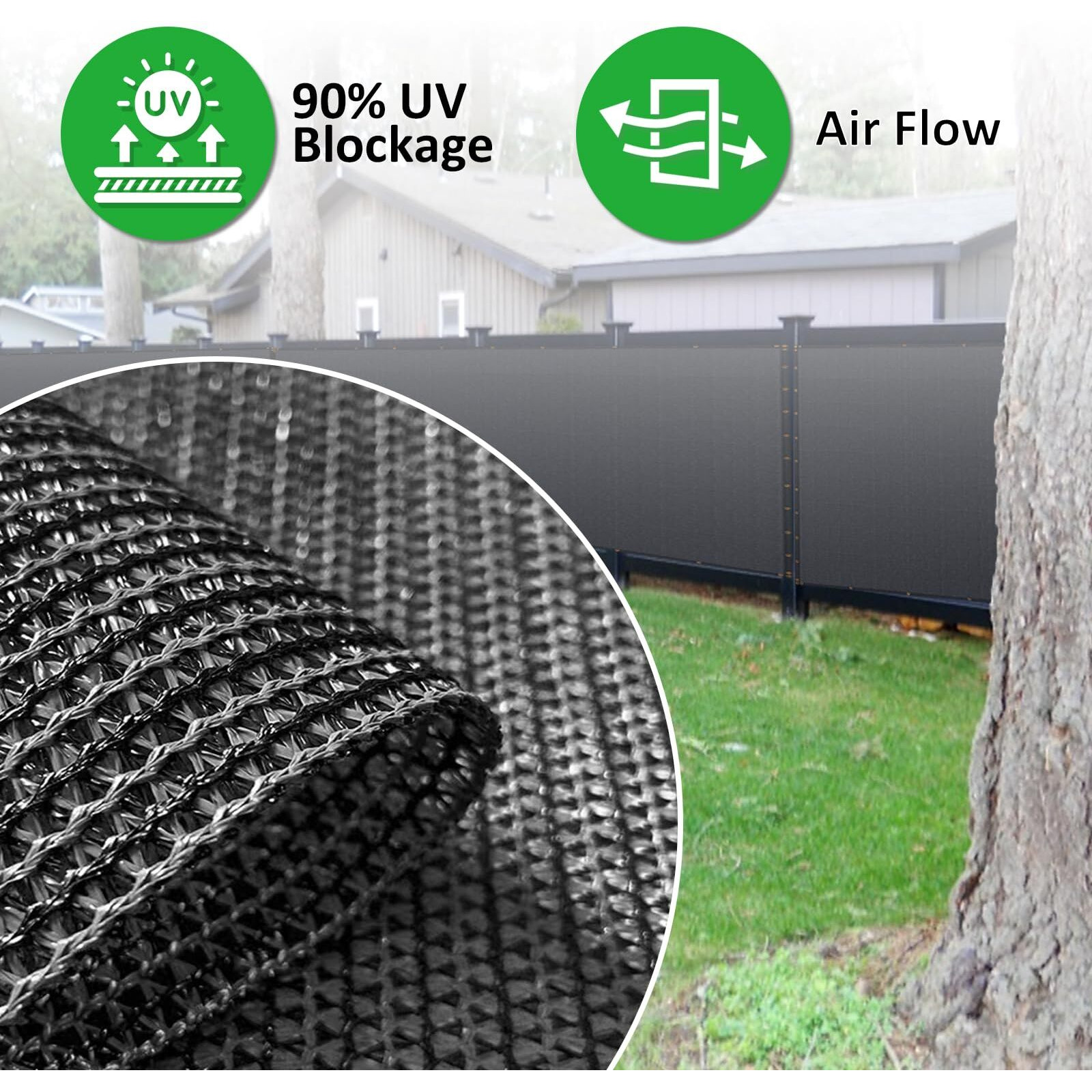 Mychoiii 6Ft X 100Ft Black Privacy Screen Fence 90% Blockage Heavy Duty Fencing Mesh Shade Net Cover For Outdoor Wall Garden Backyard Porch Patio Balcony