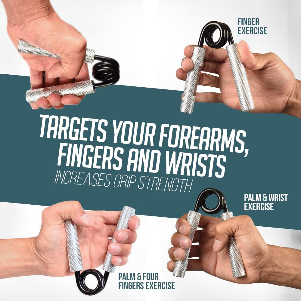 Logest Metal Hand Grip Set  100Lb-350Lb 6 Pack 50Lb-350Lb 6 Pack No Slip Heavy-Duty Grip Strengthener With Gift Box  Great Wrist & Forearm Hand Exerciser (Silver - 50+100+150+200+250+300+350Lb 7 Pack)