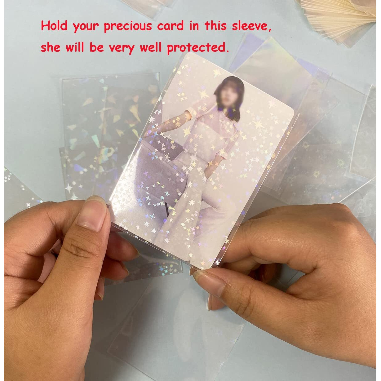 Lora Rossie 300 Pcs Kpop Photocard Sleeves Laser Flashing Card Sleeves Heart Star Glass Gemstone Rainbow Holographic Trading Card Protector For Photocard Mini Polaroid Kpop Photo Cards