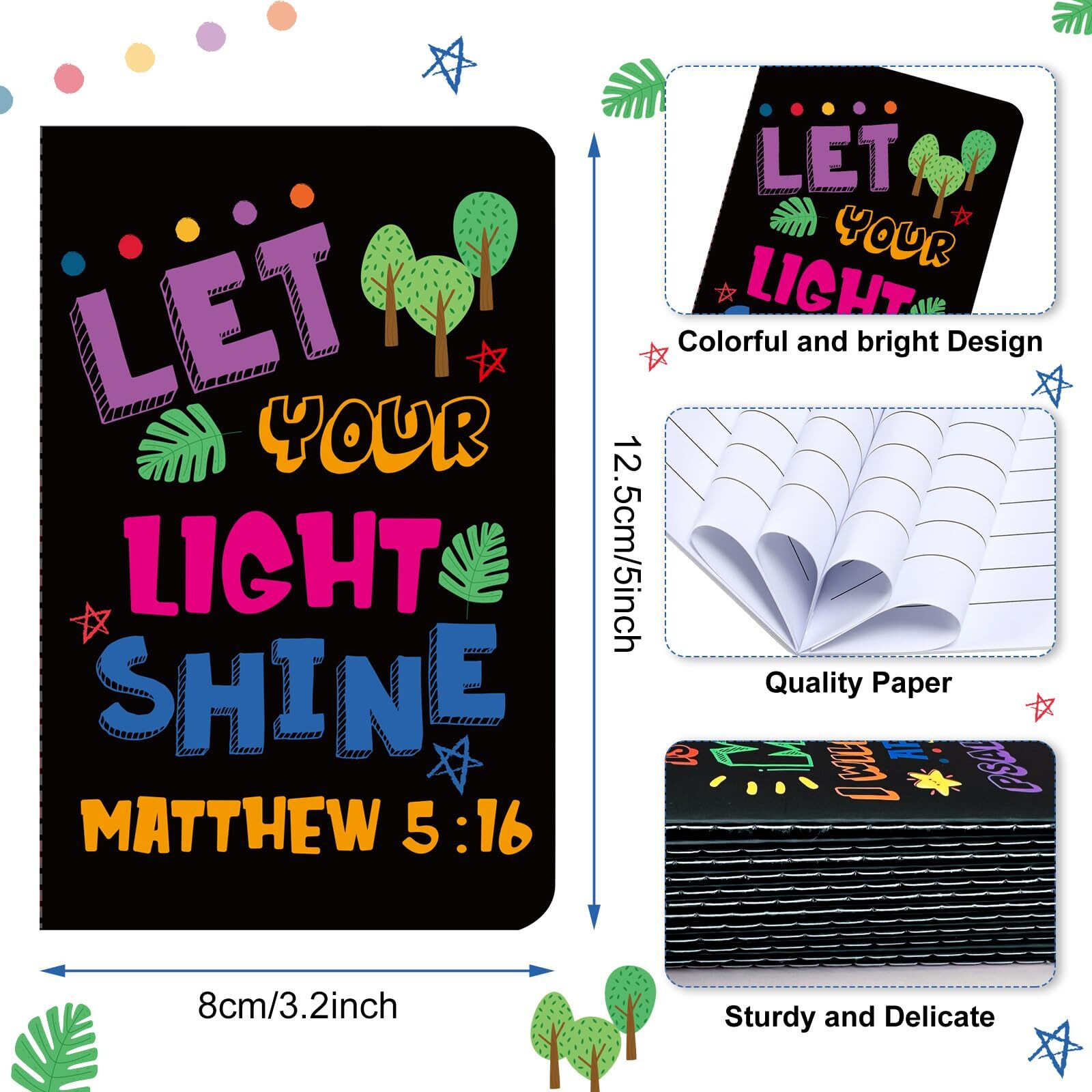 24Pcs Bible Verse Notepads Mini Religious Pocket Notebooks Motivational Christian Small Inspirational Notepads Journals Gift Bulk Prizes For Kids Teacher School Home Travel Supplies (Bible Black)