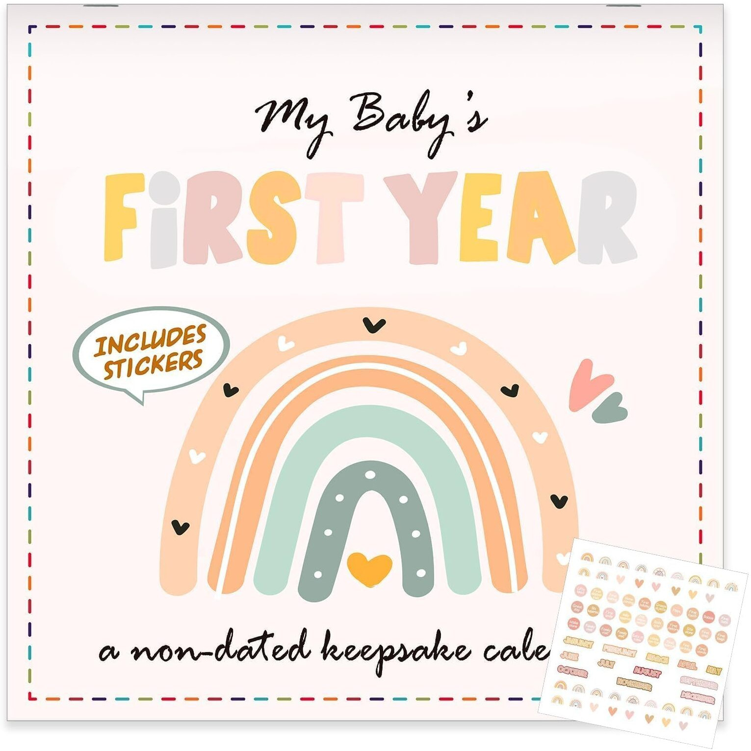 Chunnin Boho Rainbow Baby's First Year Calendar With Stickers Boho 1St Year Tracker First Year Book Baby First Year Milestones Newborn Baby Memory Calendar Keepsake For Baby Girl Or Boy