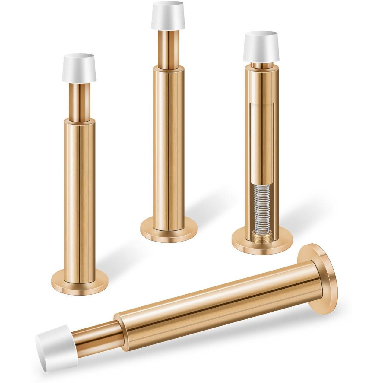 Kolako Door Stoppers For Wall  Spring Door Stop  4.4 Inch Door Stoppers For Bottom Of Door 4 Pack Long Door Stops Bumper Wall Protector  Rose Gold