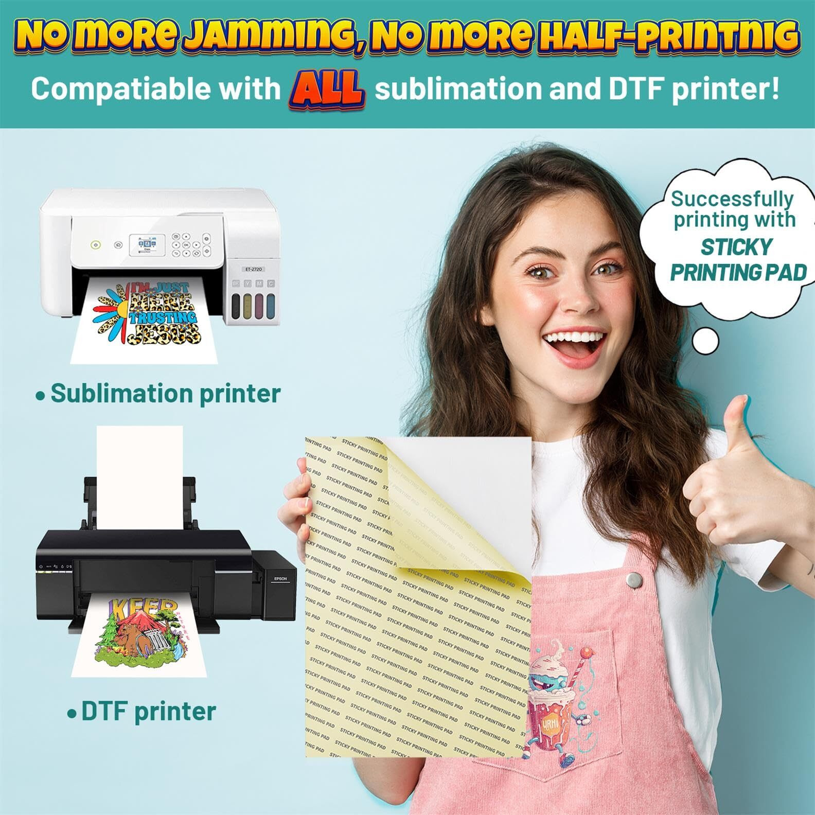 Dtf Transfer Film  50 Sheets 8.5""*11"" Dtf Paper With Smart Printing Pad For All Sublimation&Dtf Printers Dtf Film For Sublimation Hack Upgraded Premium Direct To Film For All Fabrics