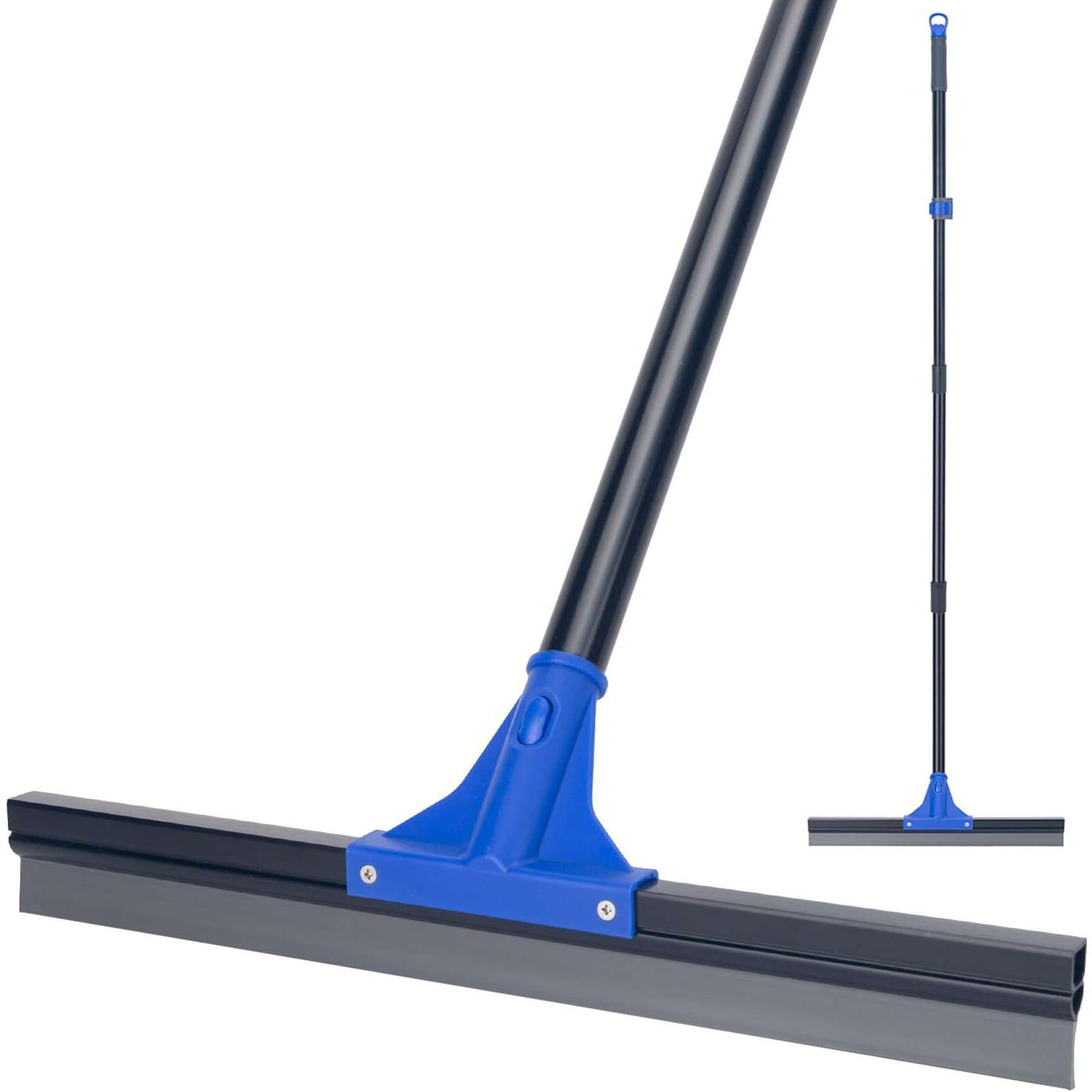 Floor Squeegee With Telescopic Long Handle 59''  Heavy Duty 18"" Rubber Wiper Broom For Concrete  Bathroom Tile  Garage  Deck