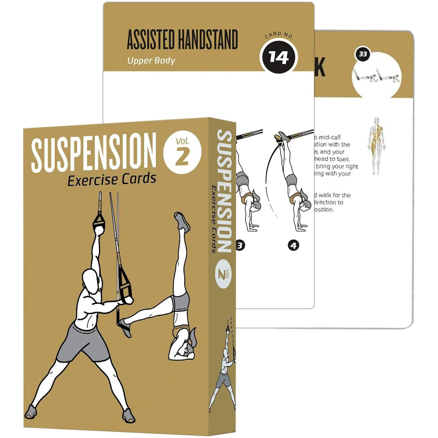Elaory Suspension Workout Cards  62 Exercises Cards Deck Large Size 5"" X 3.5"" Fitness Cards For Women & Men  Beginner Fitness Guide To Training Exercises At Home Or Gym (Suspension  Vol 2)