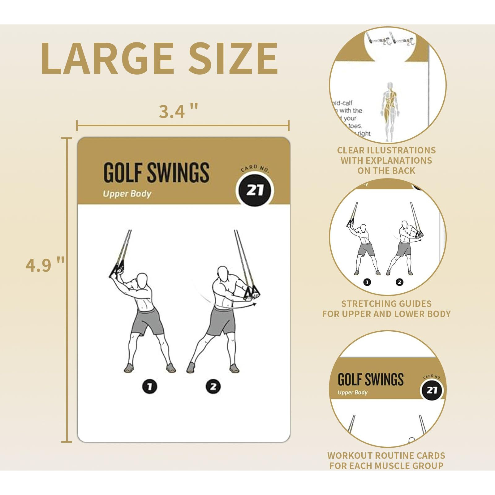 Elaory Suspension Workout Cards  62 Exercises Cards Deck Large Size 5"" X 3.5"" Fitness Cards For Women & Men  Beginner Fitness Guide To Training Exercises At Home Or Gym (Suspension  Vol 2)