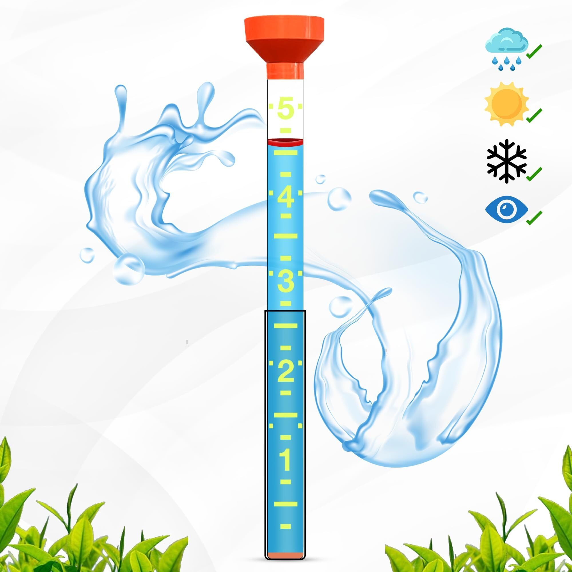 Headwind Ezread 26  Giant Professional Outdoor Rain Gauge  Usa Made Heavy Duty All Weather Freeze Proof Mountable With Float  Orange (820-0017)
