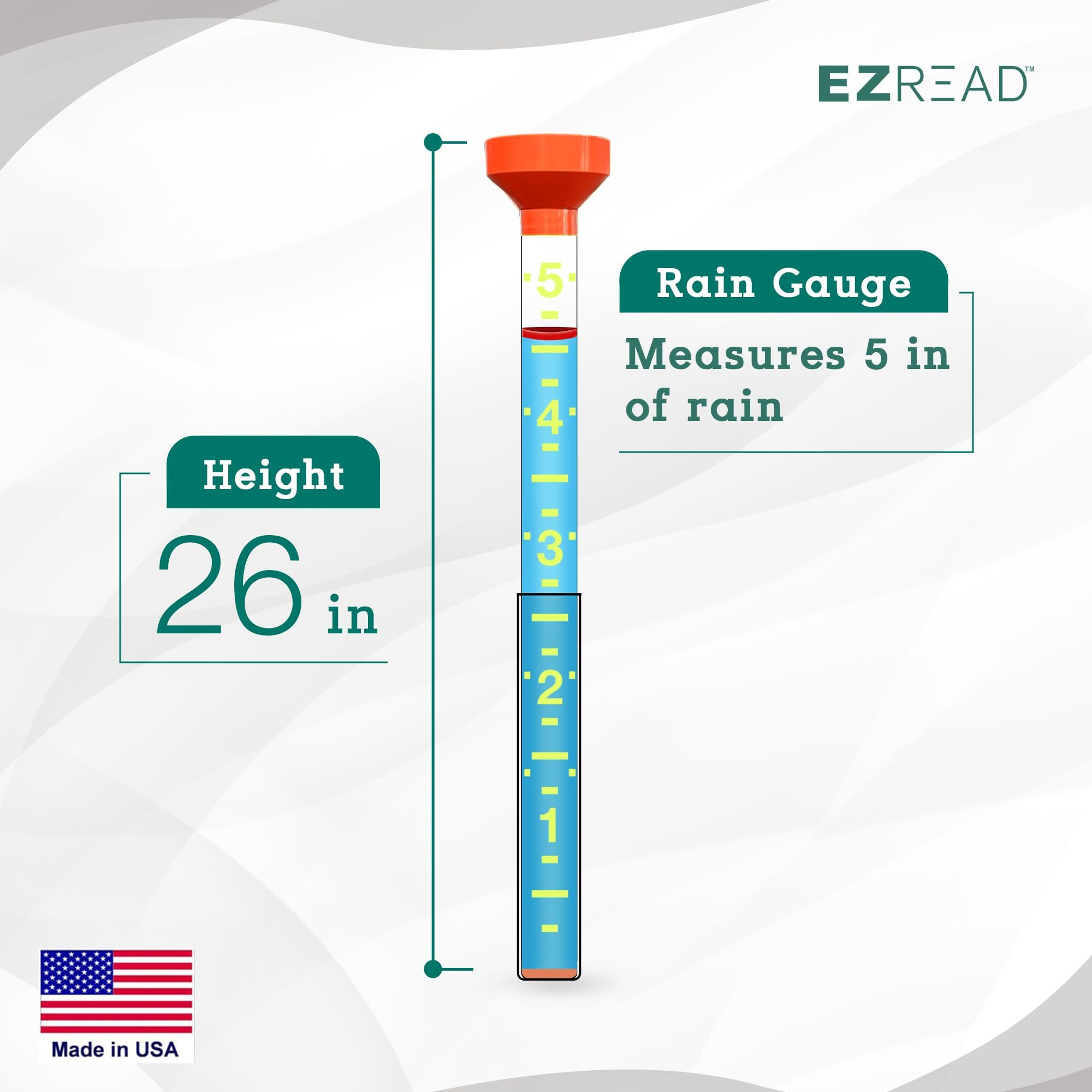 Headwind Ezread 26  Giant Professional Outdoor Rain Gauge  Usa Made Heavy Duty All Weather Freeze Proof Mountable With Float  Orange (820-0017)