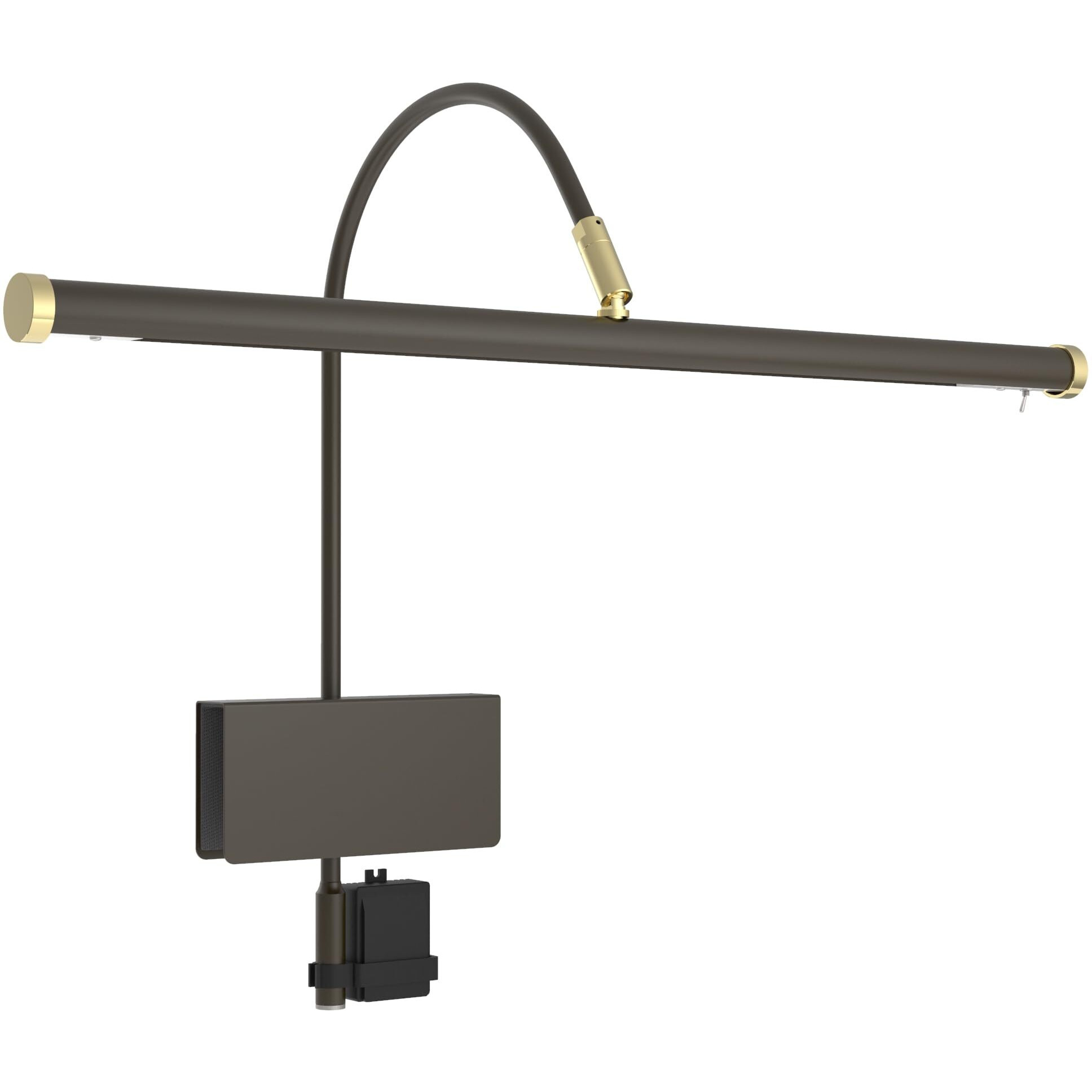 Cocoweb 19"" Led Grand Piano Light In Mahogany Bronze With Brass Accents With Dimmer Clip